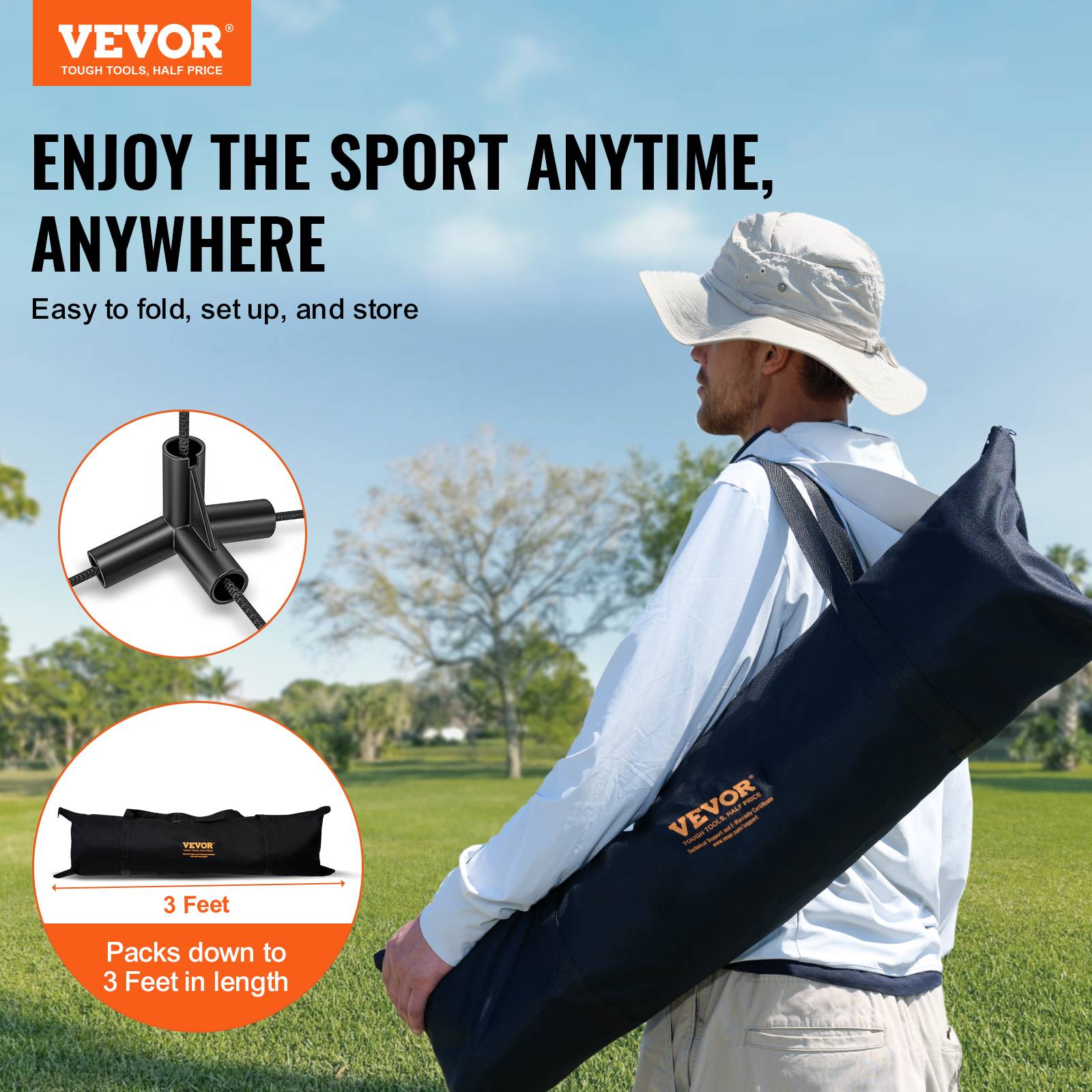 Vevor - VEVOR Filet multisports portable 6,06 m pour badminton, tennis et volley, hauteur réglable, accessoires inclus. - Image 2