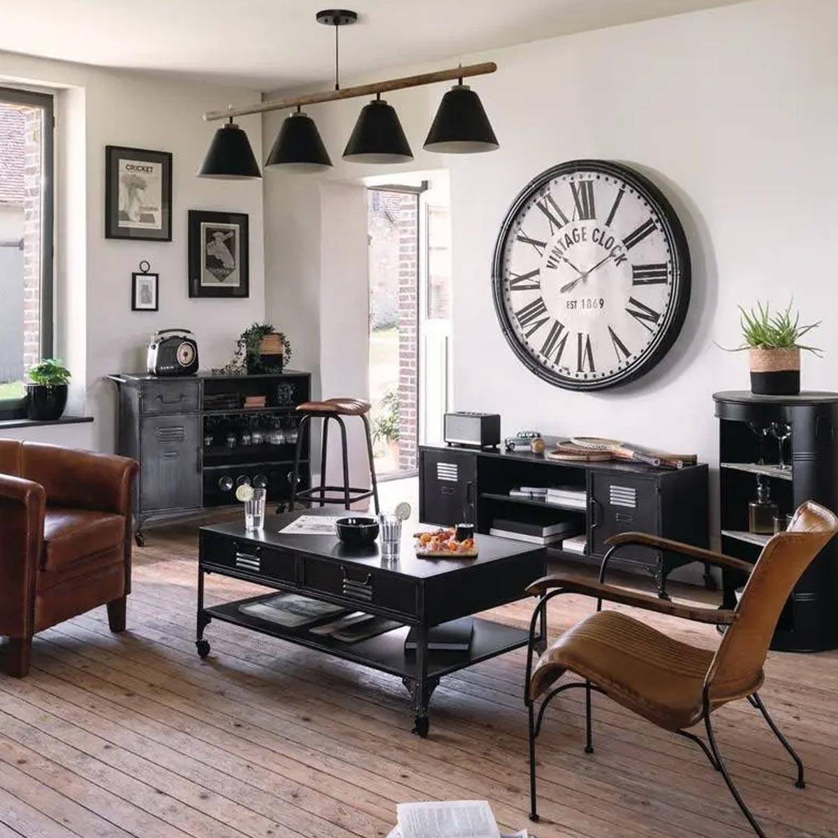 Baril 30 Litres – Déco Industrielle – Noir Brillant – Reconditionné – Table Chevet