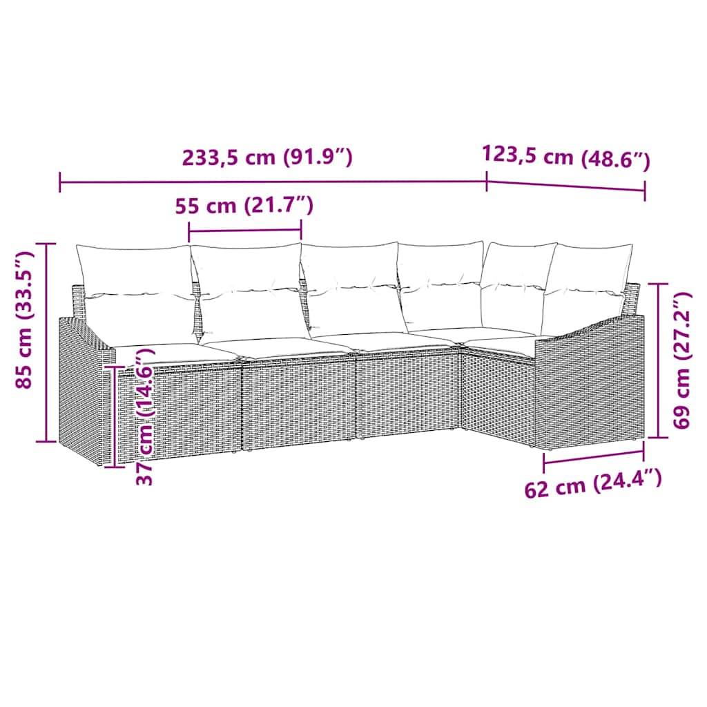 Vidaxl - Ensemble de Canapés avec coussin 5 pcs Beige polyrotin vidaXL 3346720 - Imagen 3
