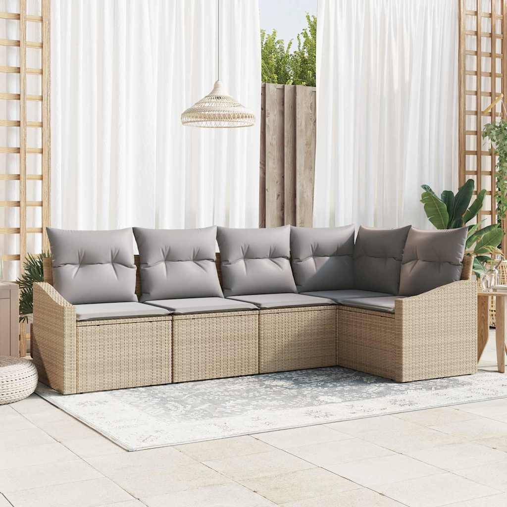 Vidaxl - Ensemble de Canapés avec coussin 5 pcs Beige polyrotin vidaXL 3346720 - Imagen 1