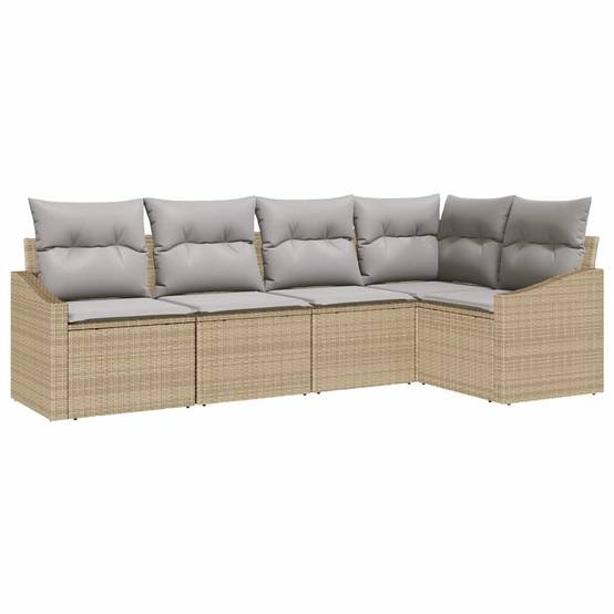 Vidaxl - Ensemble de Canapés avec coussin 5 pcs Beige polyrotin vidaXL 3346720 - Image 2
