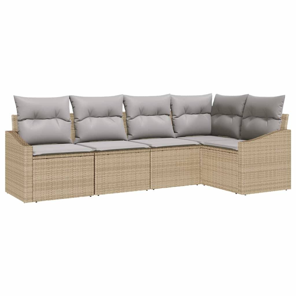 Vidaxl - Ensemble de Canapés avec coussin 5 pcs Beige polyrotin vidaXL 3346720 - Imagen 2