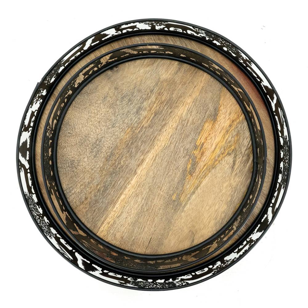 Aubry Gaspard - Plateaux ronds en métal et bois Cerf (lot de 2) - Imagen 4