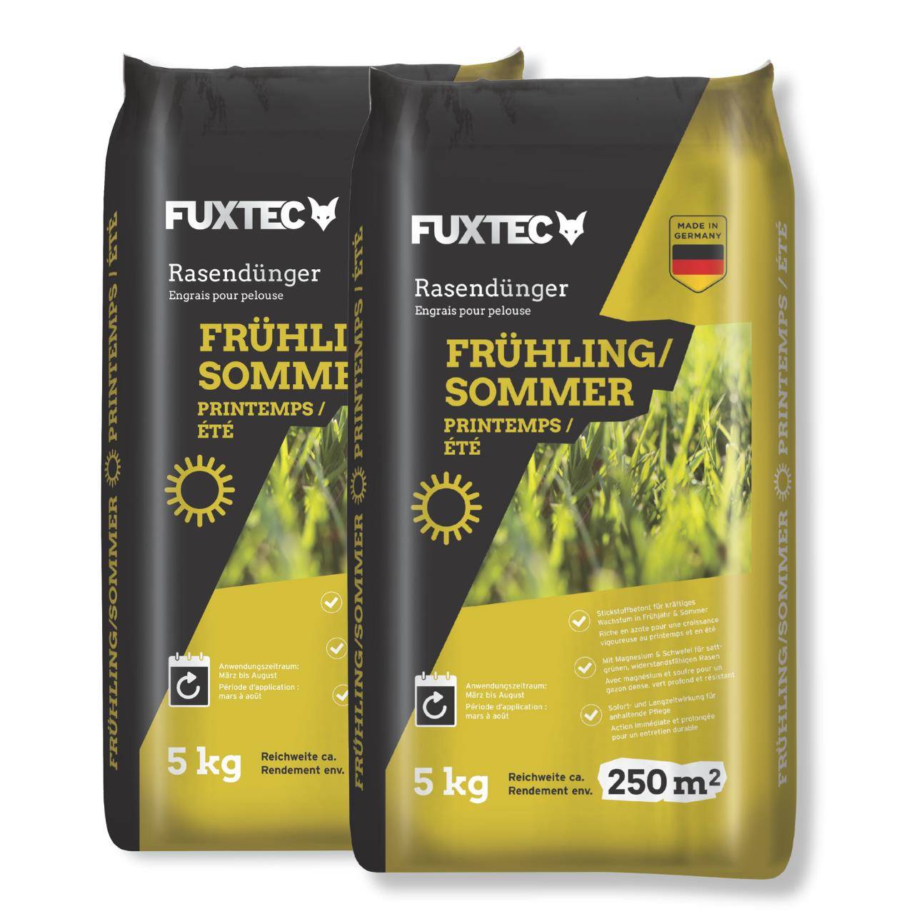 FUXTEC - Engrais gazon printemps été FUXTEC FX-RDFS10 NPK organo-minéral avec magnésium et soufre 10 kg 2x5kg - Image 1