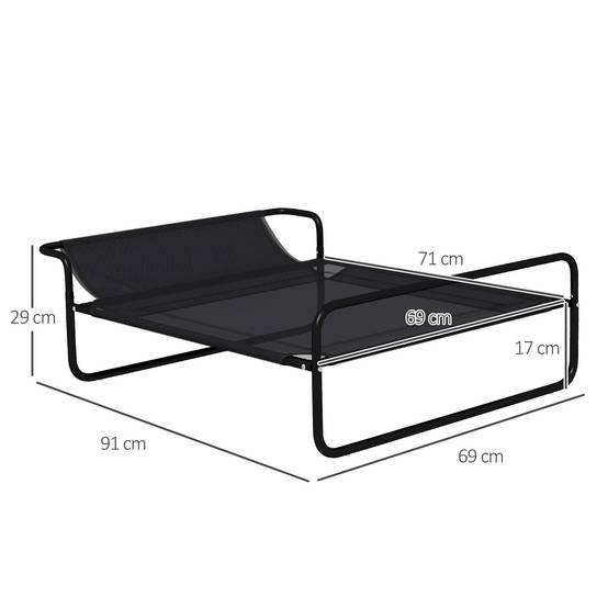 Lit surélevé chien Textilène extérieur intérieur rafraîchissant 91x69cm noir - ComfortXL Outdoor Living - Image 5