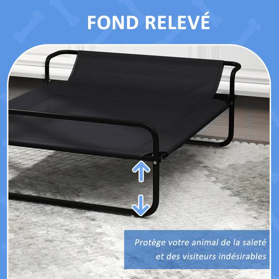 Lit surélevé chien Textilène extérieur intérieur rafraîchissant 91x69cm noir - ComfortXL Outdoor Living - Image 9