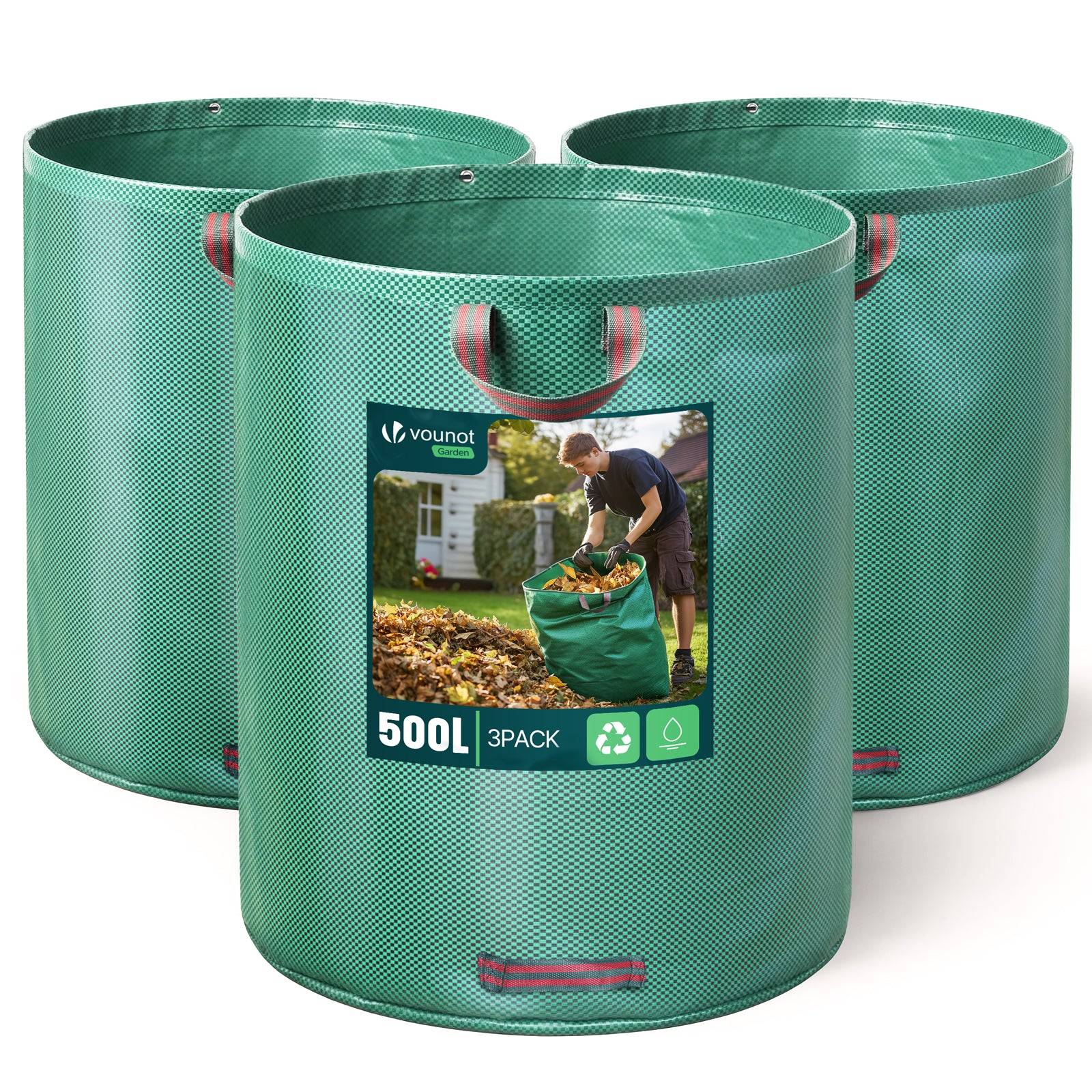 Vounot - Sac de jardin 500L Lot de 3 sacs Extra Large - Image 1