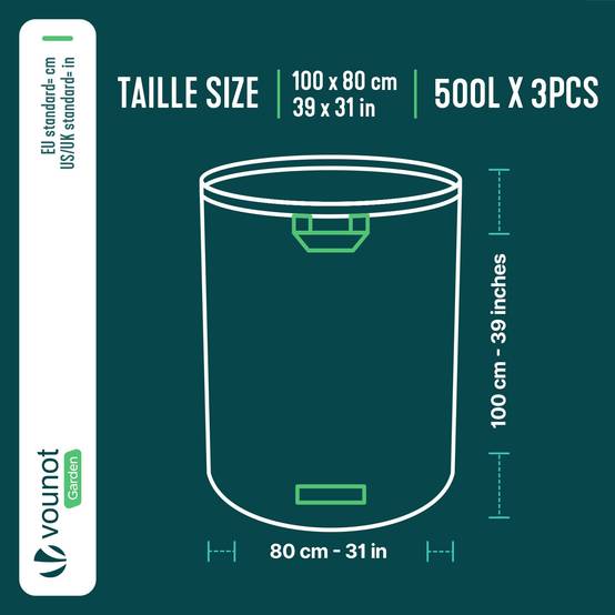 Vounot - Sac de jardin 500L Lot de 3 sacs Extra Large - Image 3