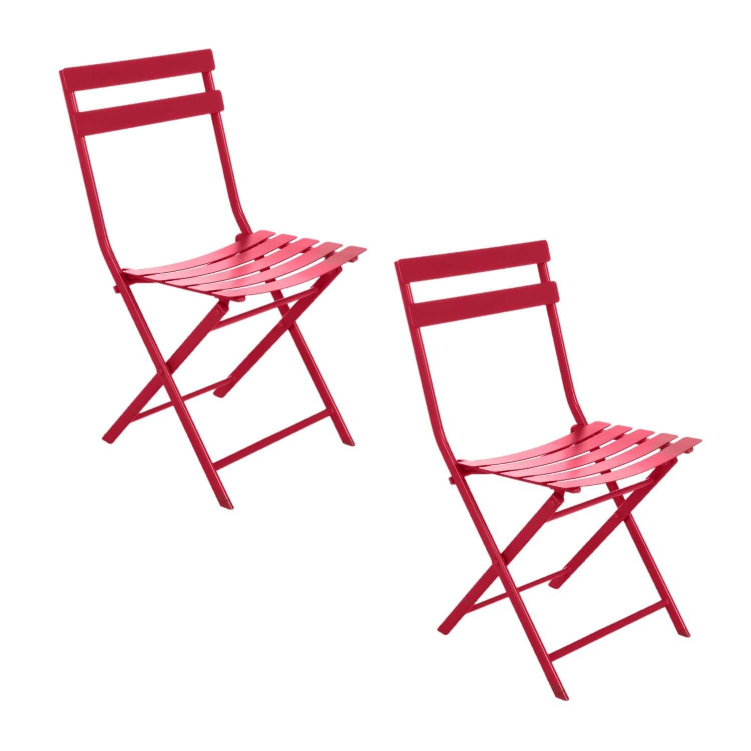 Sans Marque - Lot de 2 chaises de jardin pliables en métal Greensboro - Toilinux - Imagen 1