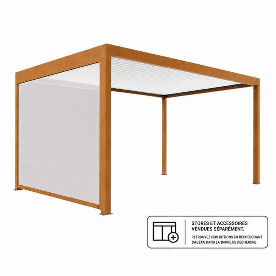 Pergola Bioclimatique Autoportante Motorisée Éclairée Aluminium 5x3,5 Aspect Bois SV ORIAL France - Image 5