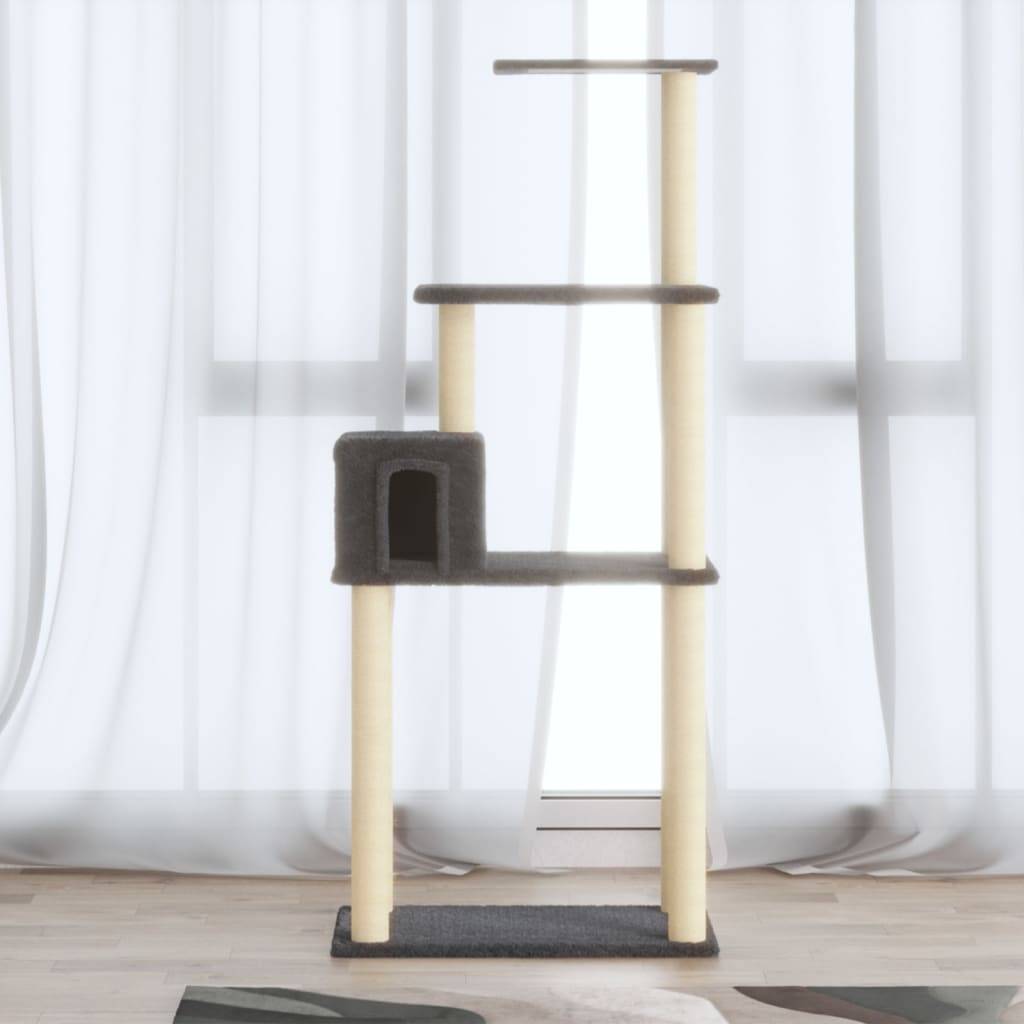 Vidaxl - Arbre à chat avec griffoirs en sisal Gris foncé 147 cm vidaXL 171478 - Imagen 1