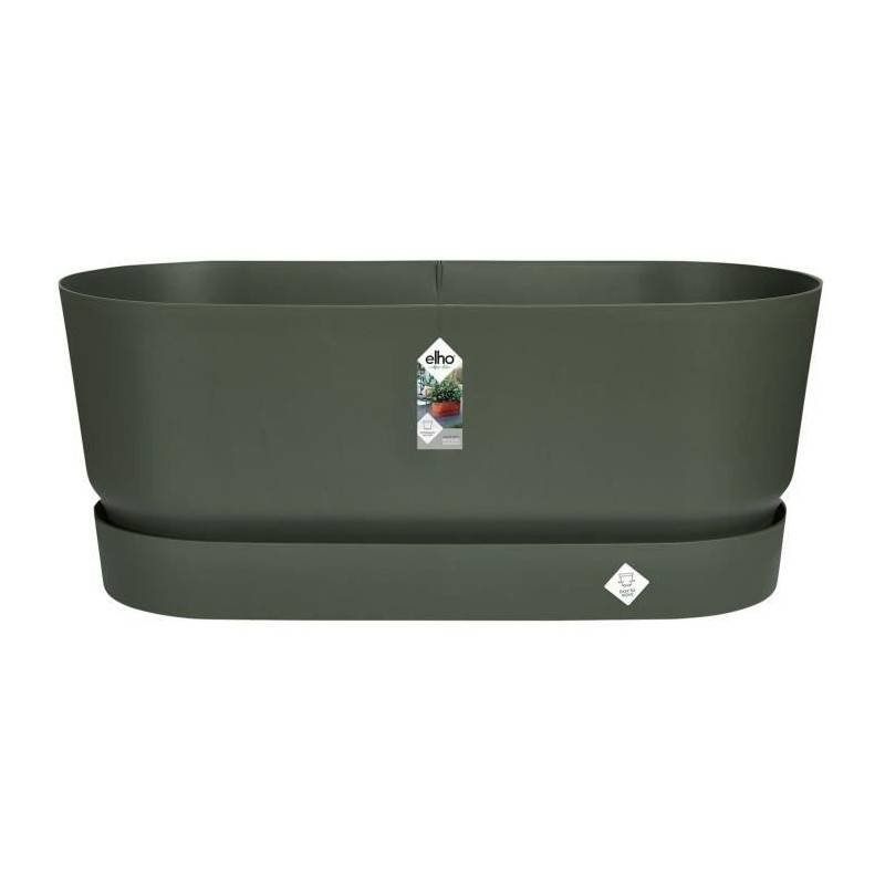 Elho - Planteur Ovale Greenville - Plastique - Avec Roulettes - ø60 - Leaf Green - Imagen 1