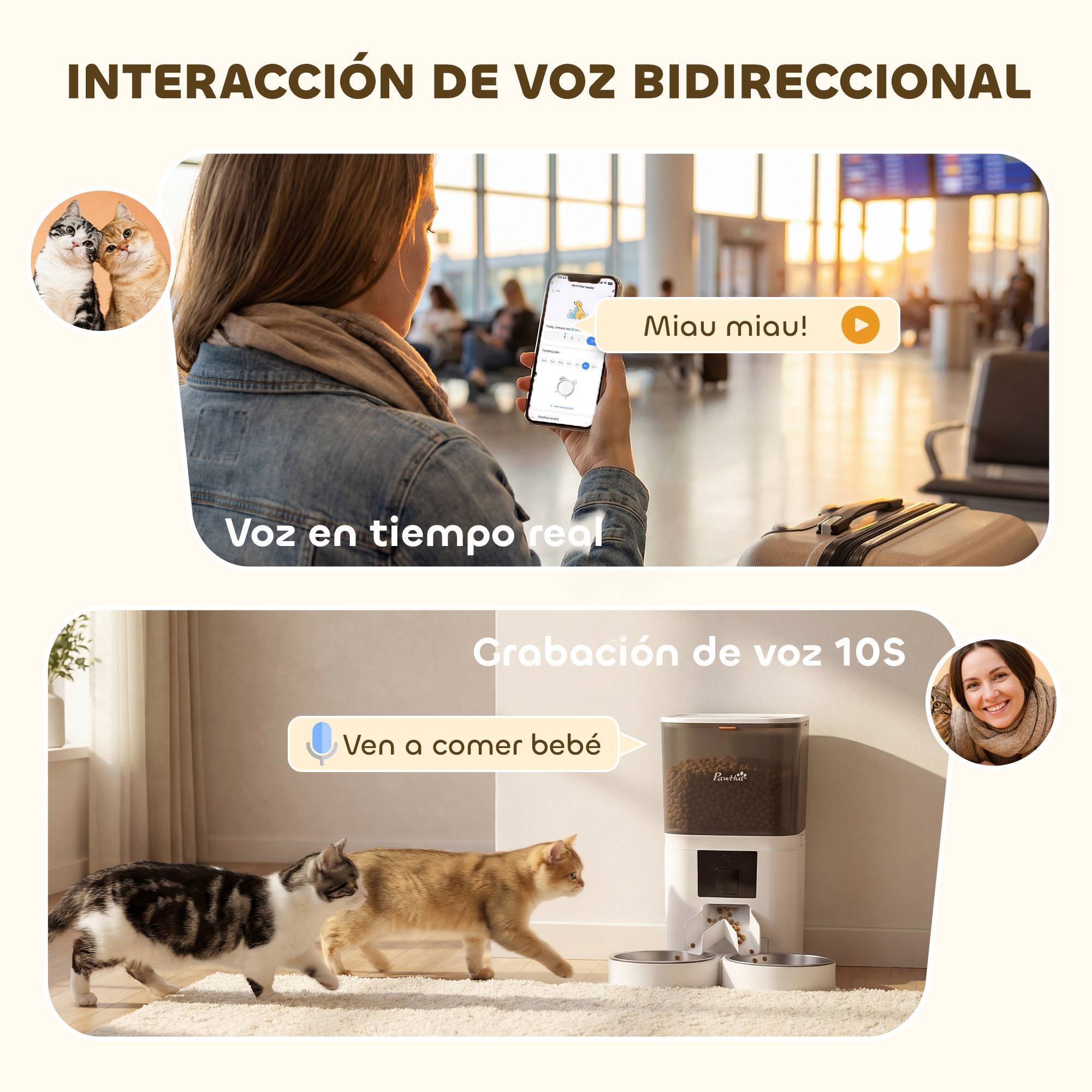 **Distributeur automatique croquettes 6L WiFi 2,4GHz, contrôle app, 2 bols, 1-10 repas, enregistrement vocal 10s, facile nettoyage** - Image 9