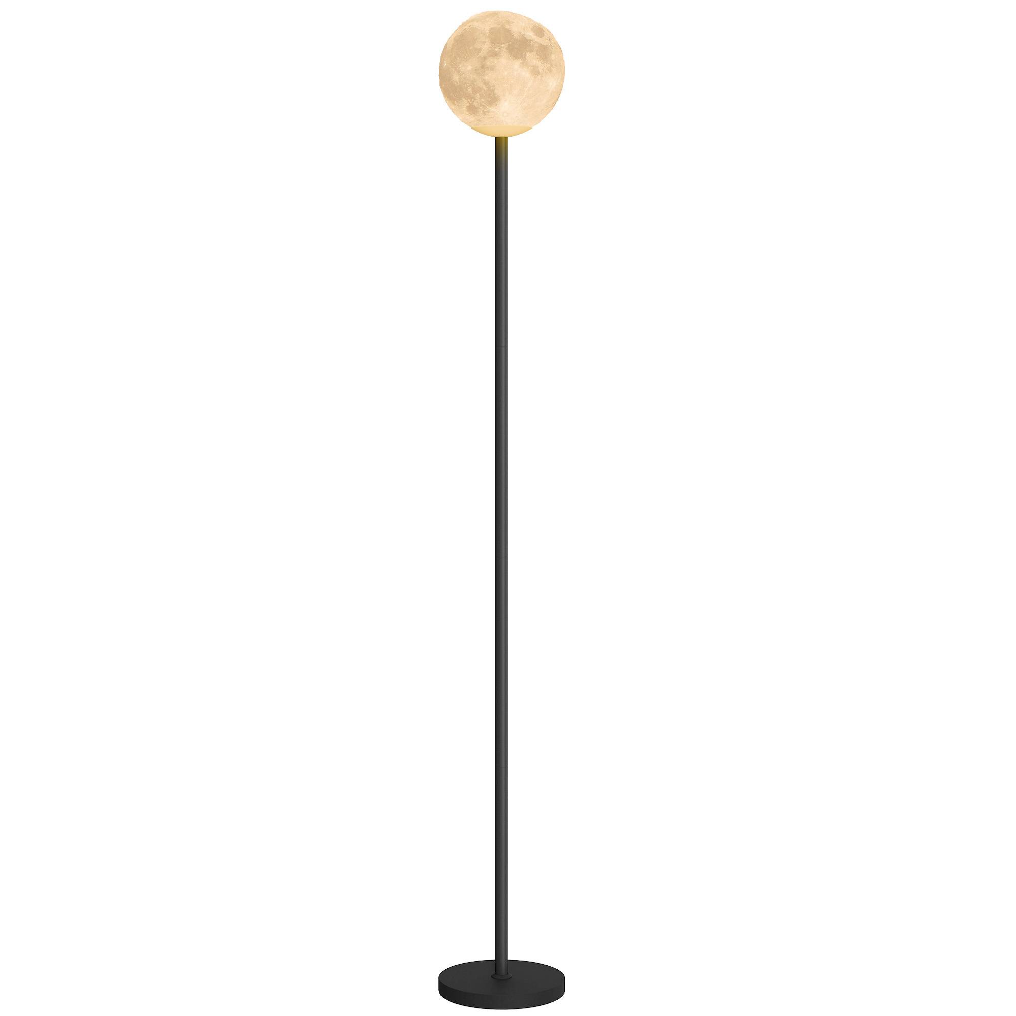 Lampadaire avec abat-jour en forme de lune, interrupteur au pied, 3 températures de couleur, métal, noir - Image 1