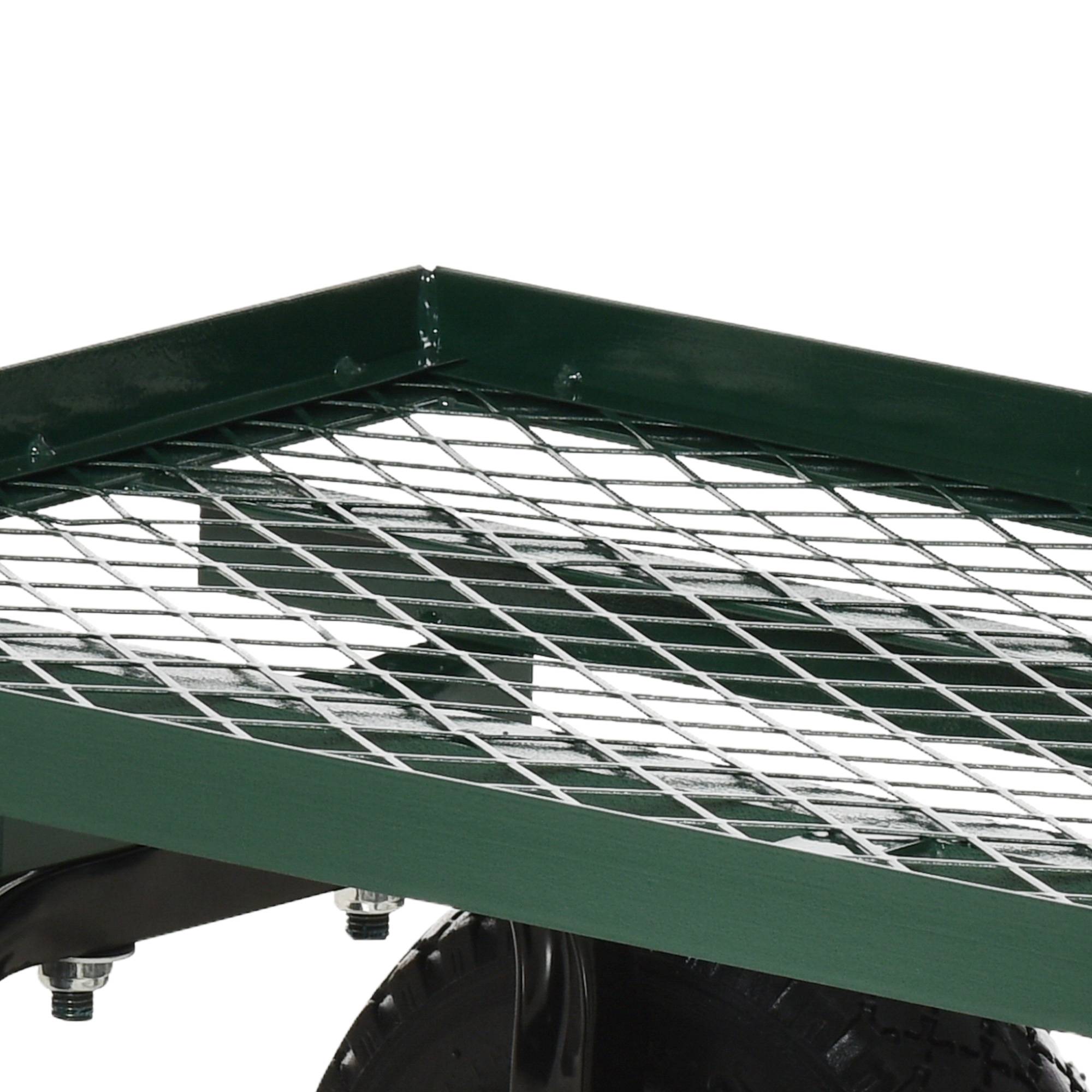Chariot de transport acier robuste pour jardin extérieur charge 150kg 94x48cm vert - ComfortXL Outdoor Living - Image 9