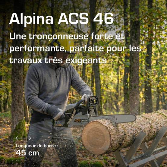 Alpina - Tronçonneuse ACS 46 (18"), Moteur à Essence 45cm³ (1,8kW), Guide-chaîne 45cm - ALPINA - Image 2