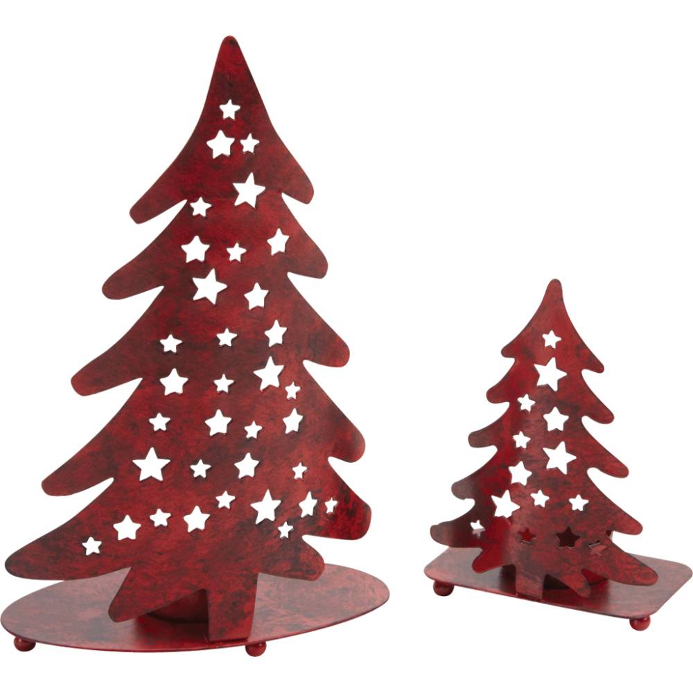 Aubry Gaspard - Photophore Sapin de Noël en métal rouge vieilli – Pour bougie chauffe-plat - Imagen 3