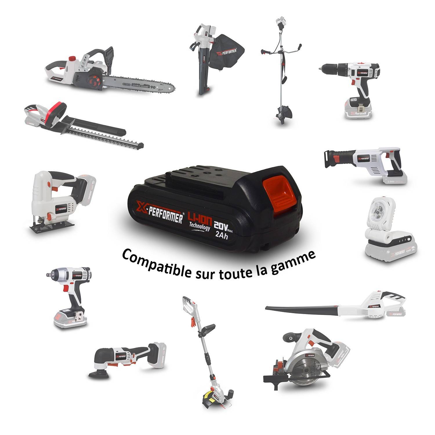 Cisaille de jardin Portative - Sculpteur de haies 2 EN 1 - 20V - Xperformer XPCSTH20LI - Batterie 2Ah et chargeur inclus - Image 4