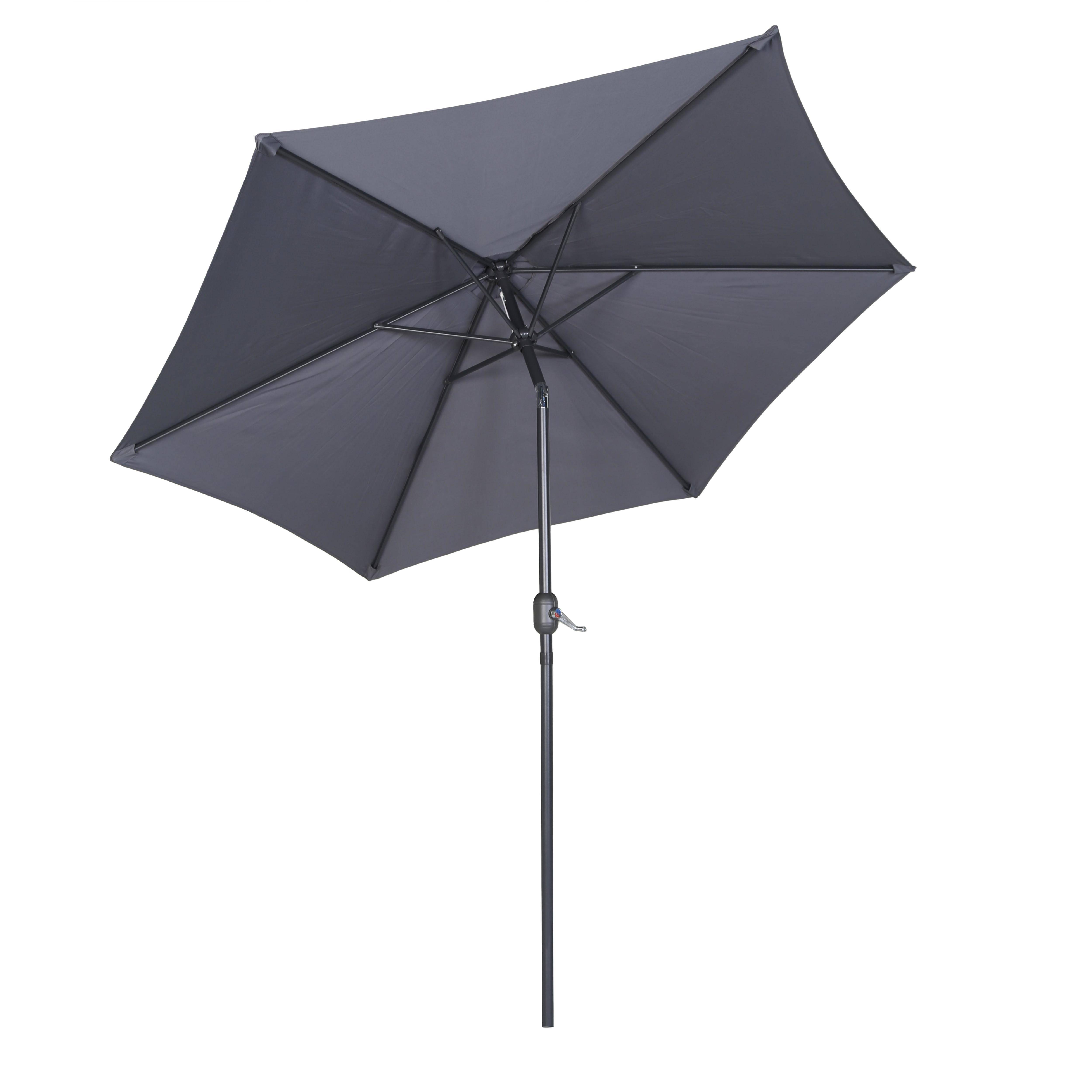 Oviala - Parasol droit inclinable 3m et 4 dalles lestées aluminium gris Matera - Oviala - Imagen 4
