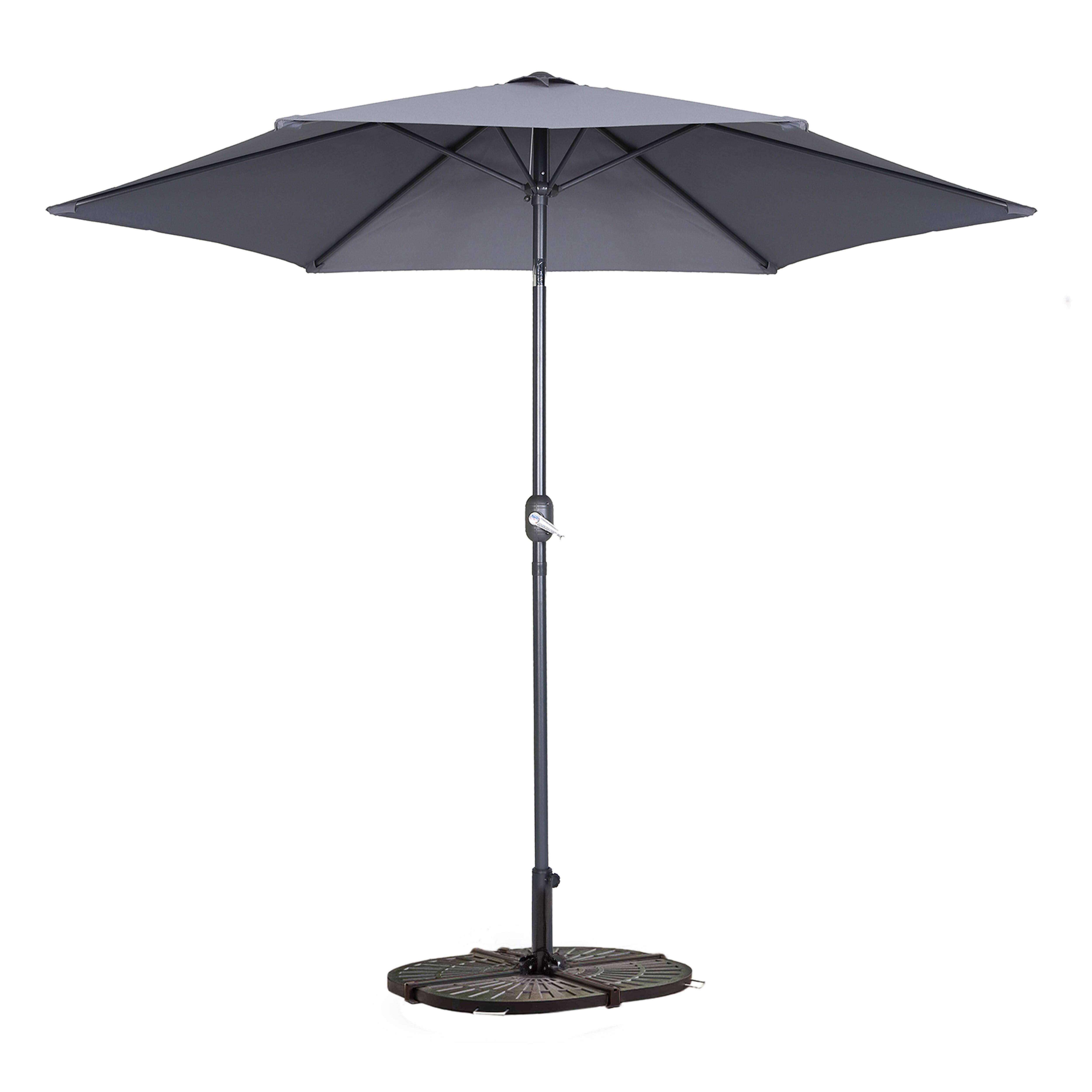 Oviala - Parasol droit inclinable 3m et 4 dalles lestées aluminium gris Matera - Oviala - Imagen 1