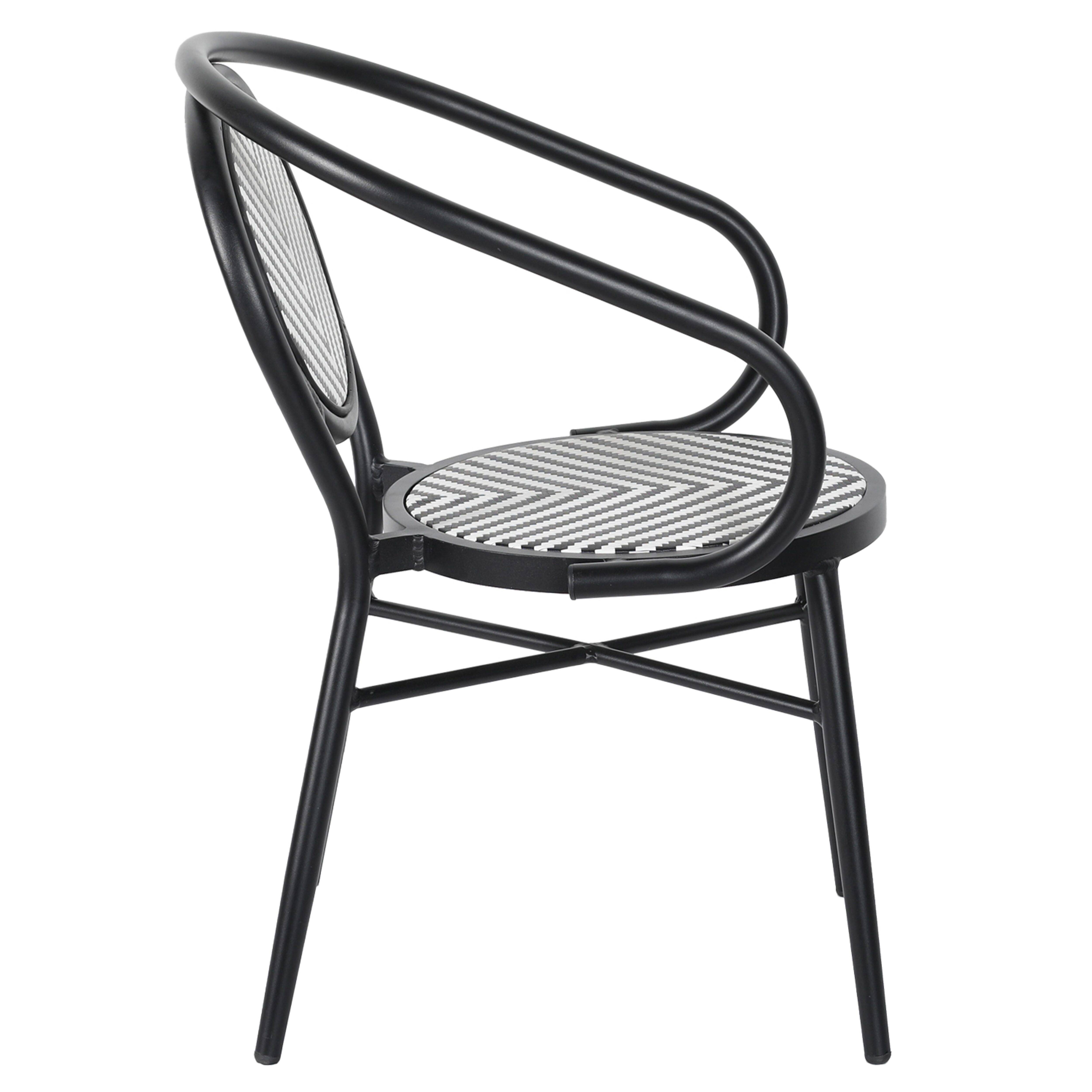 Oviala - Chaise de terrasse style bistrot parisien en aluminium et rotin noir Villiers - Oviala - Image 6