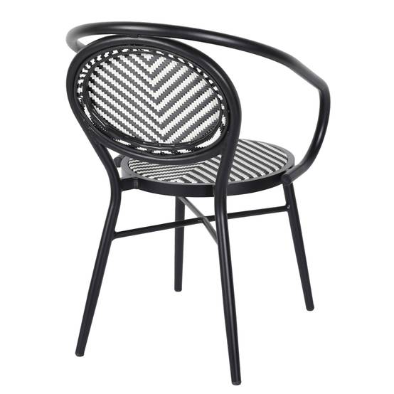 Oviala - Chaise de terrasse style bistrot parisien en aluminium et rotin noir Villiers - Oviala - Image 5