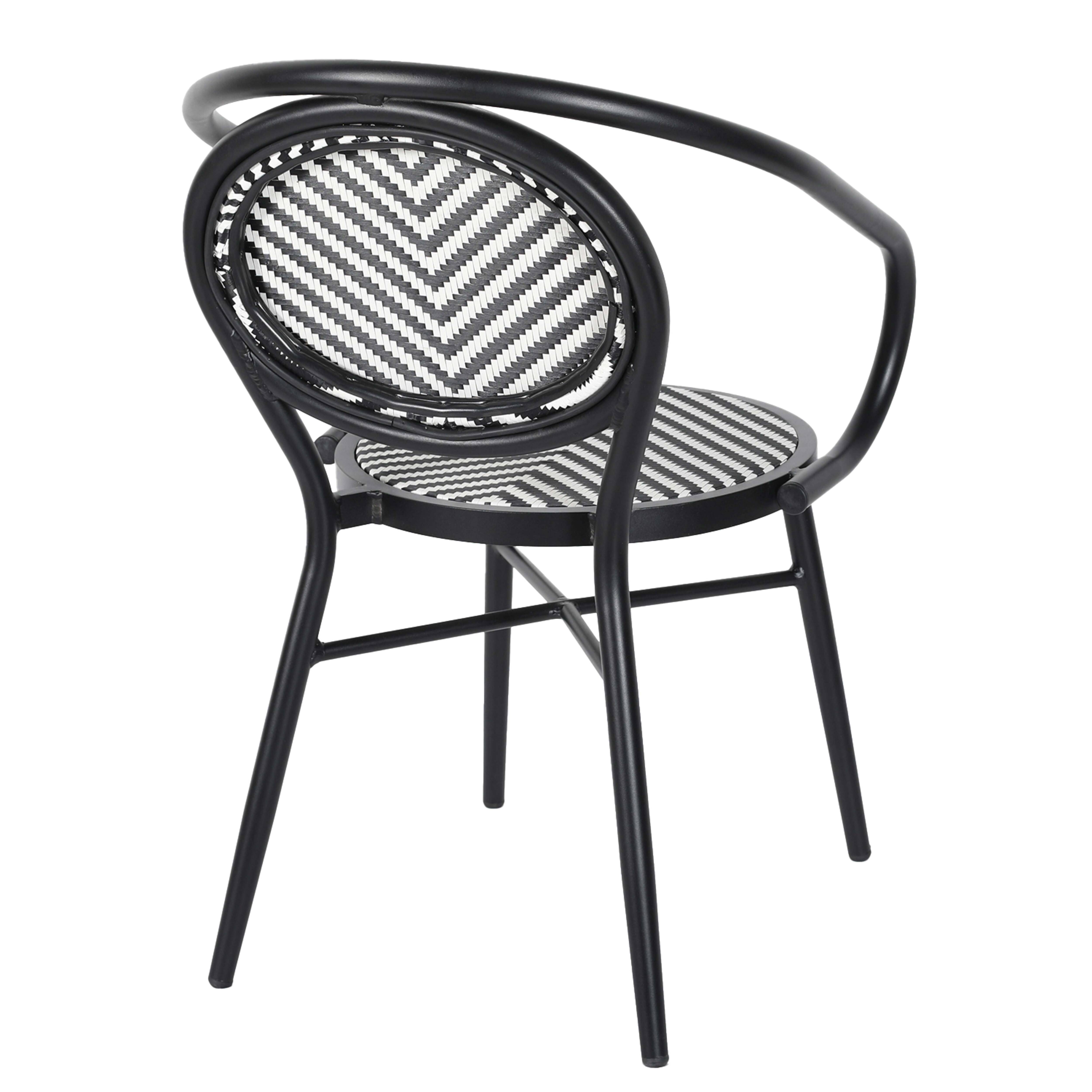 Oviala - Chaise de terrasse style bistrot parisien en aluminium et rotin noir Villiers - Oviala - Image 5