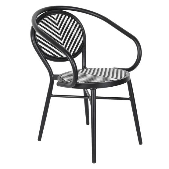 Oviala - Chaise de terrasse style bistrot parisien en aluminium et rotin noir Villiers - Oviala - Image 1