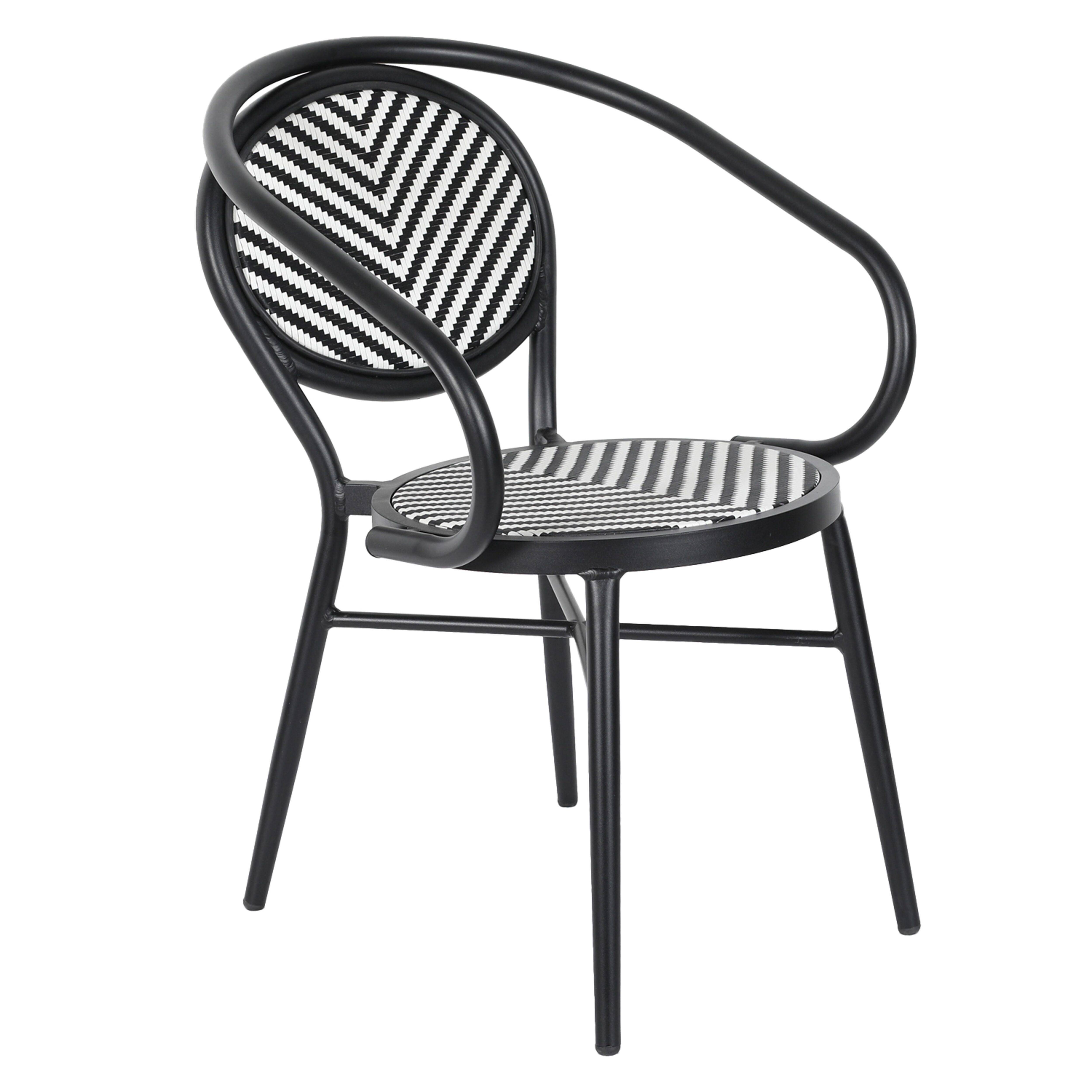 Oviala - Chaise de terrasse style bistrot parisien en aluminium et rotin noir Villiers - Oviala - Image 1