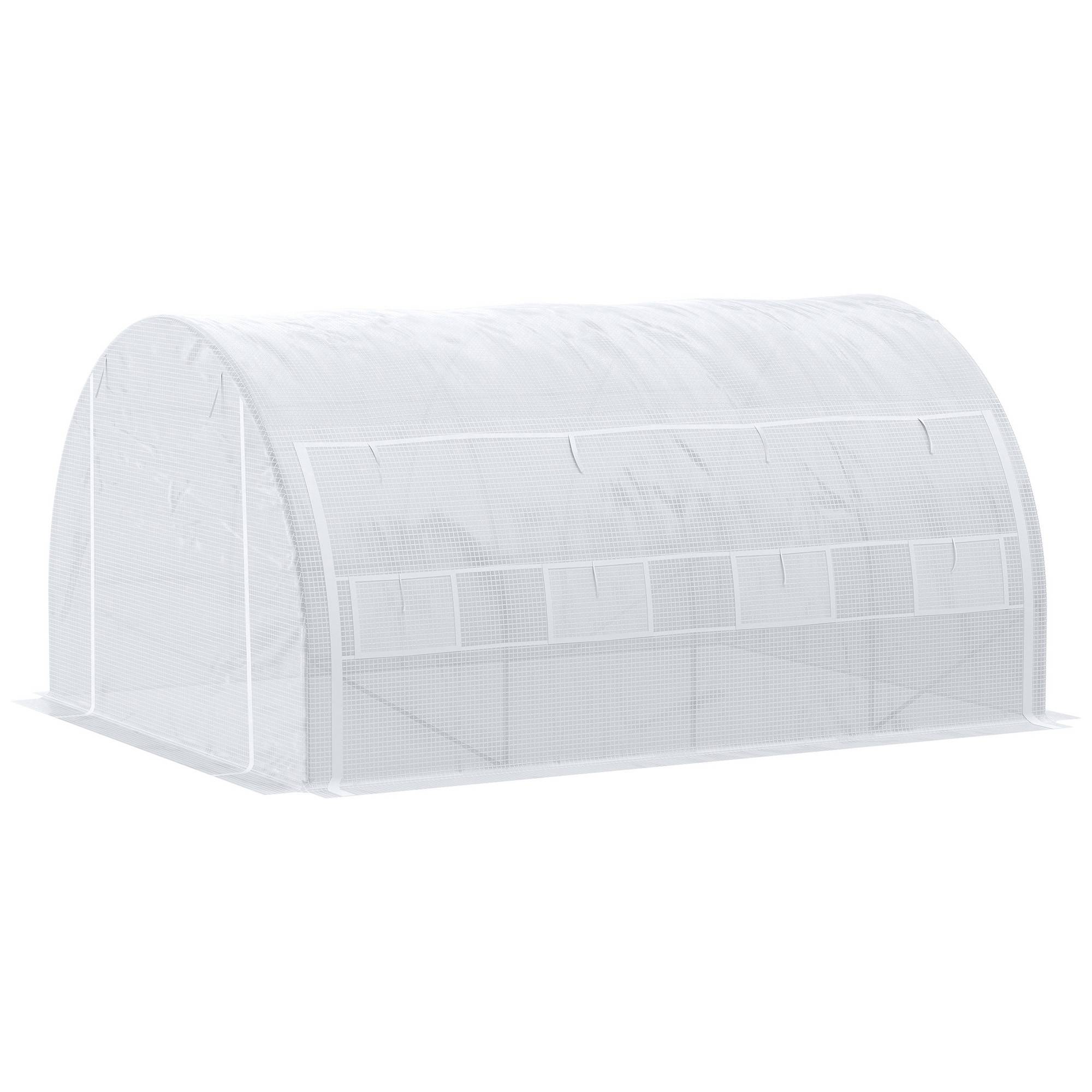 Grande Serre Tunnel 12m² Acier Galvanisé et Bâche PE avec 8 Fenêtres pour Potager 4x3x2 m Blanc - ComfortXL Outdoor Living - Image 2