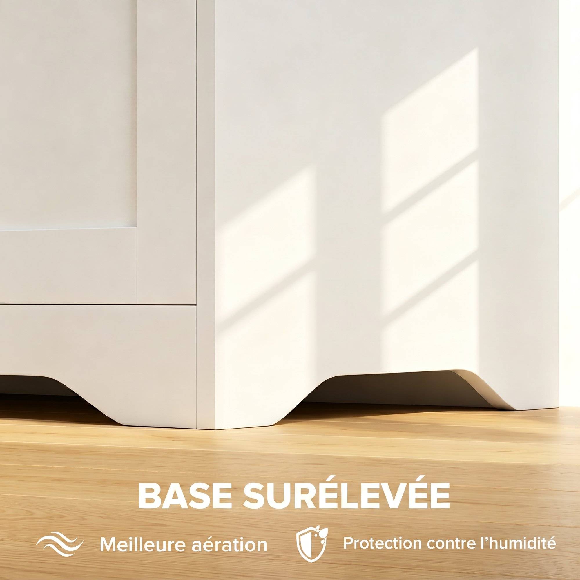 Sans Marque - Coffre de Rangement 136 L, Banc Coffre avec 2 Charnières de Sécurité et Design Sans Poignée, 100 x 40 x 45 cm, Blanc - Image 9