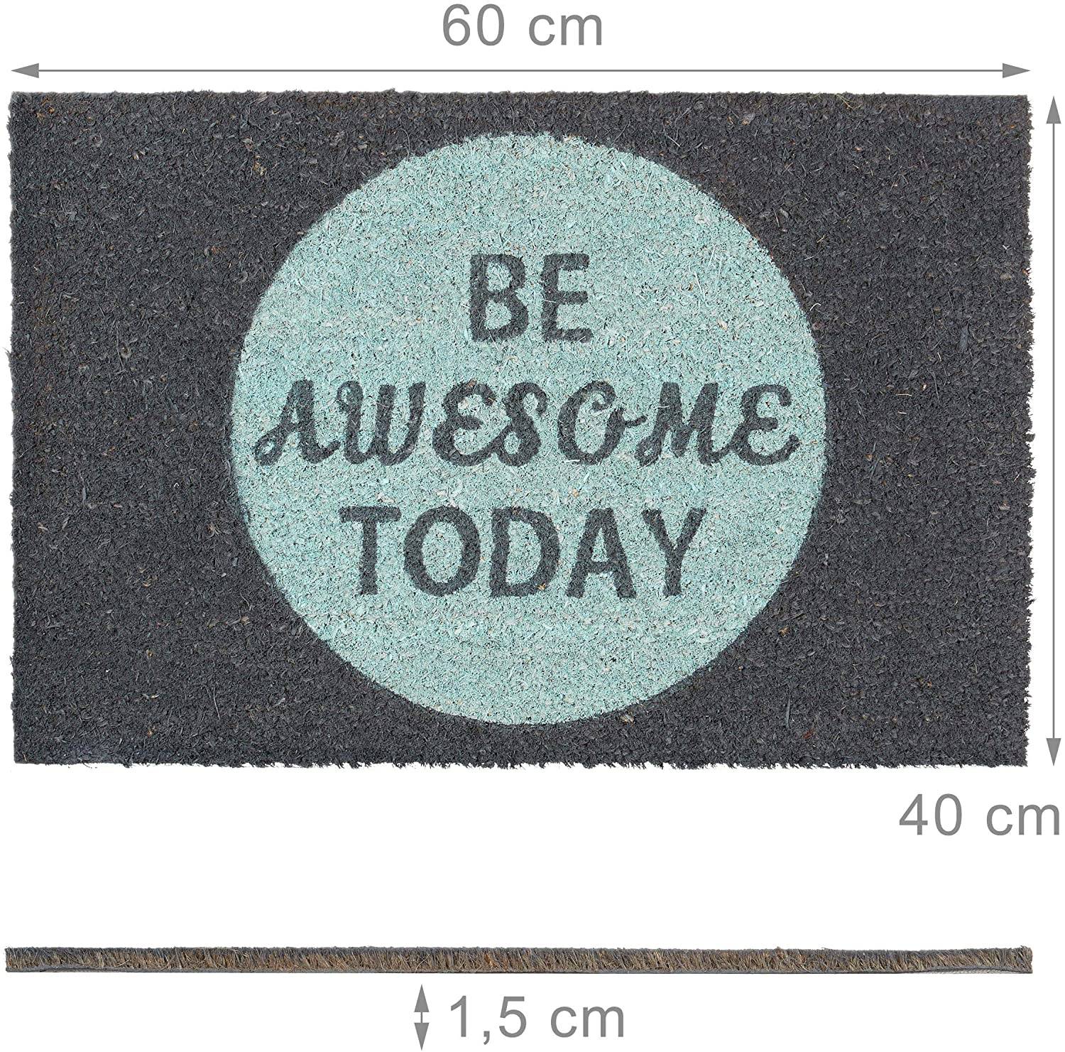 Helloshop26 - Paillasson tapis de sol porte d’entrée essuie-pieds 60 x 40 cm fibres de coco - Imagen 2