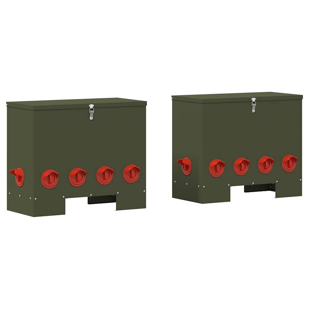 Lot de 2 Distributeurs Hauts Métal 25kg Vert Olive - ComfortXL Outdoor Living - Image 2