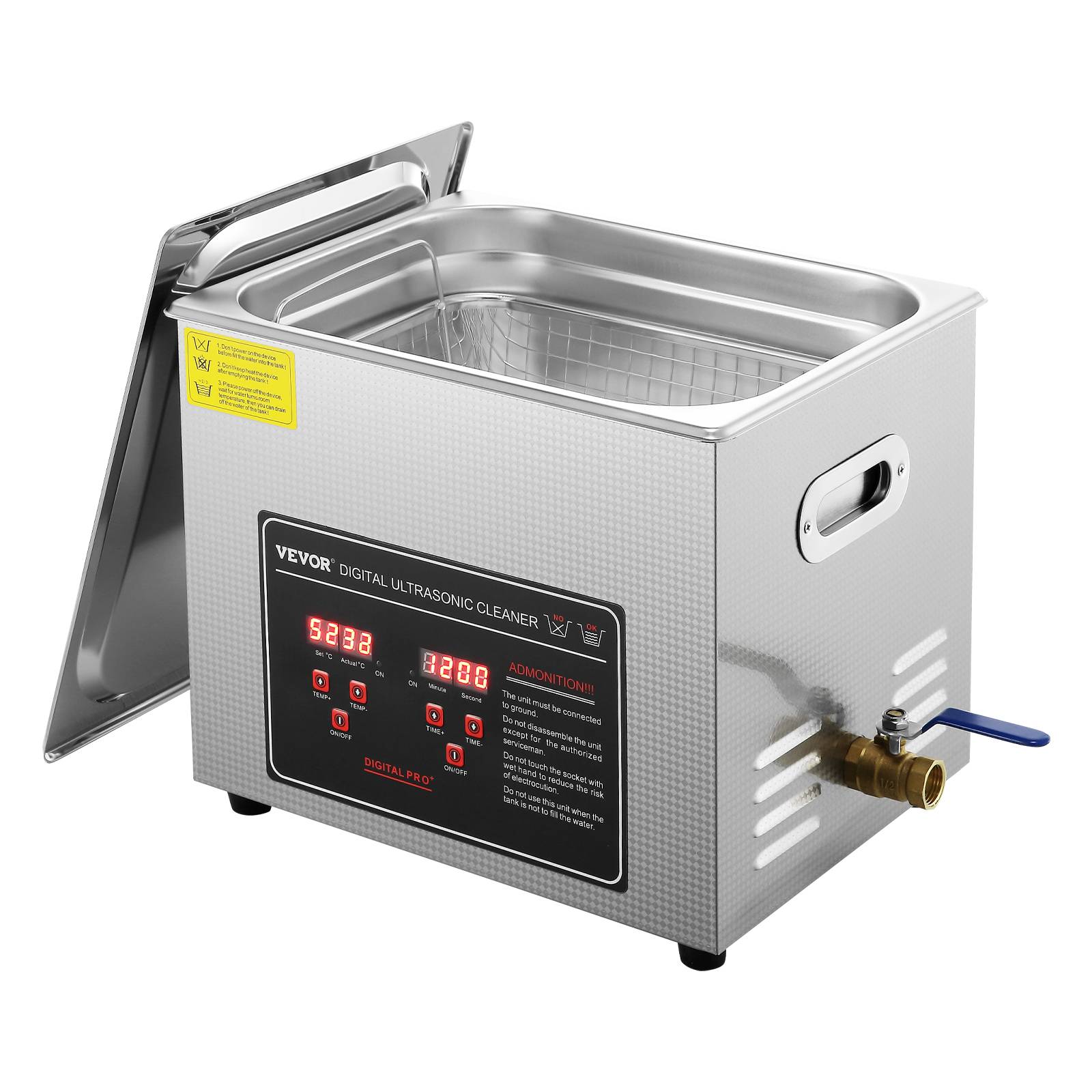 Vevor - VEVOR Nettoyeur ultrasons 10L avec chauffage et minuterie, temps réglable 0-30 min, numérique LED. - Image 1