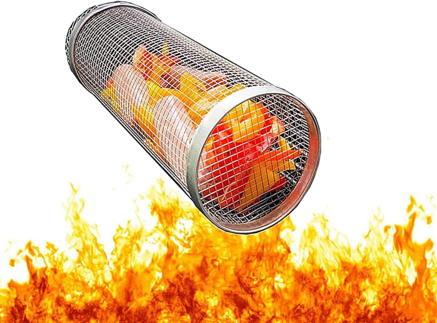 Panier de barbecue - Accessoire en acier inoxydable cylindrique - Lytech - Image 1