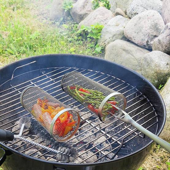Panier de barbecue - Accessoire en acier inoxydable cylindrique - Lytech - Image 5