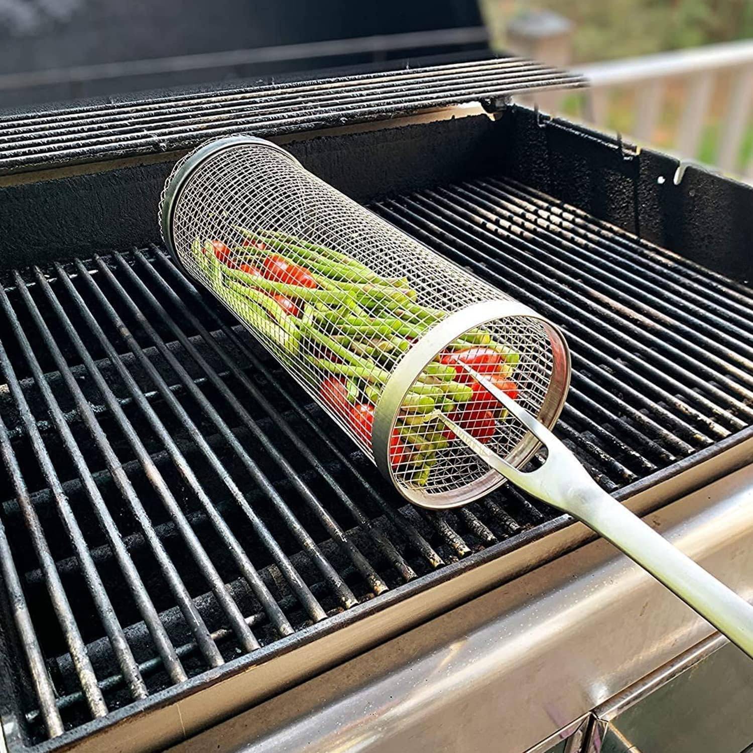 Panier de barbecue - Accessoire en acier inoxydable cylindrique - Lytech - Image 3