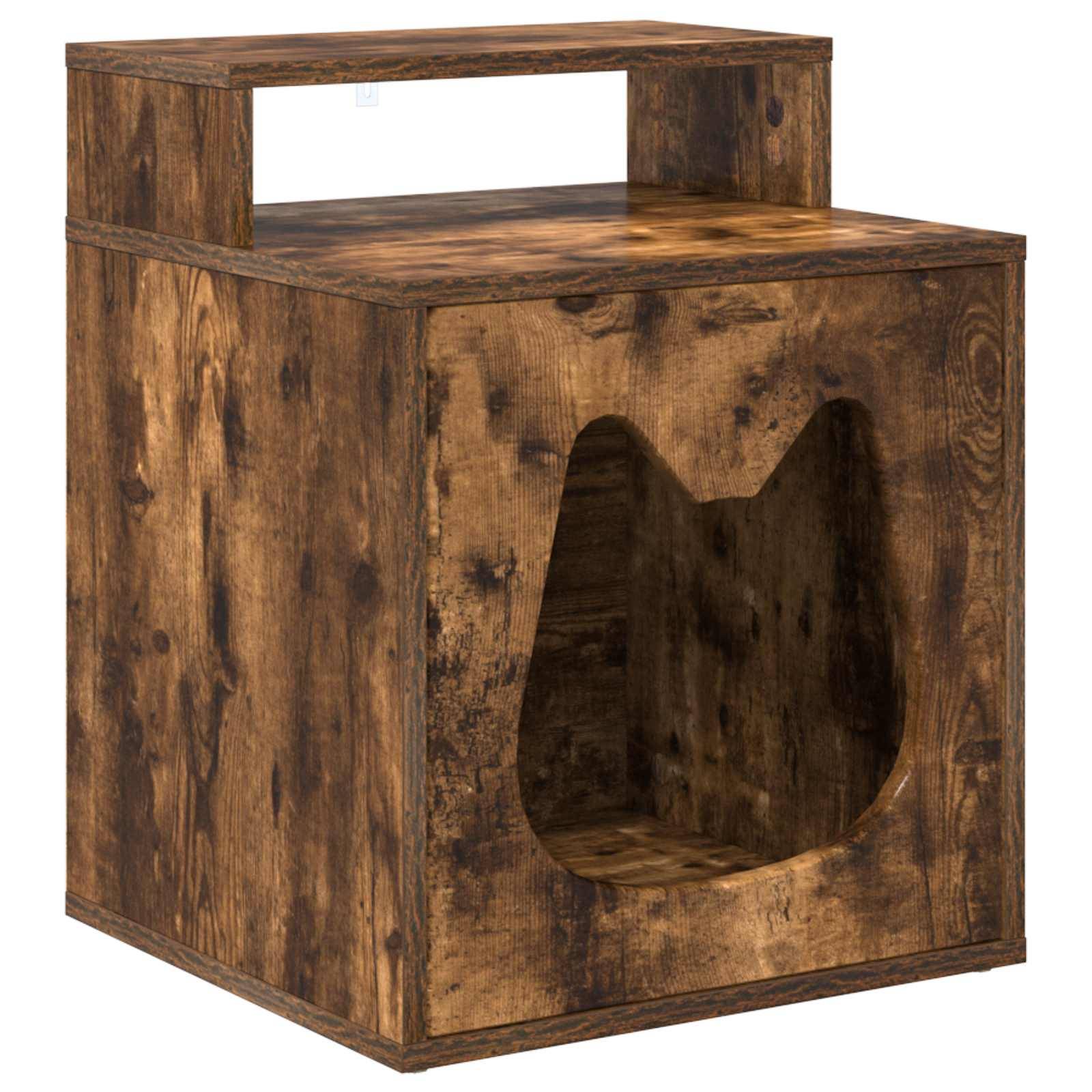 Petit Meuble Chat Chêne Fumé Repos Brun 53,5cm pour Chaton Hiver Chaud - ComfortXL Outdoor Living - Image 2