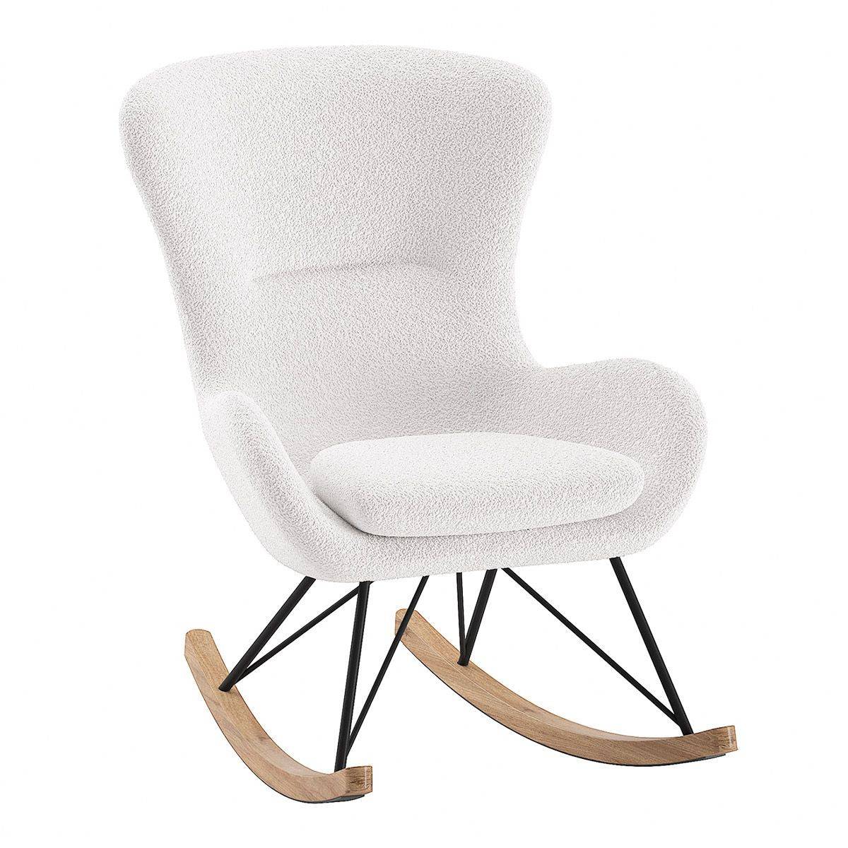 Paris Prix - Fauteuil à Bascule Bouclette "Rocky" 101cm Blanc - Image 1