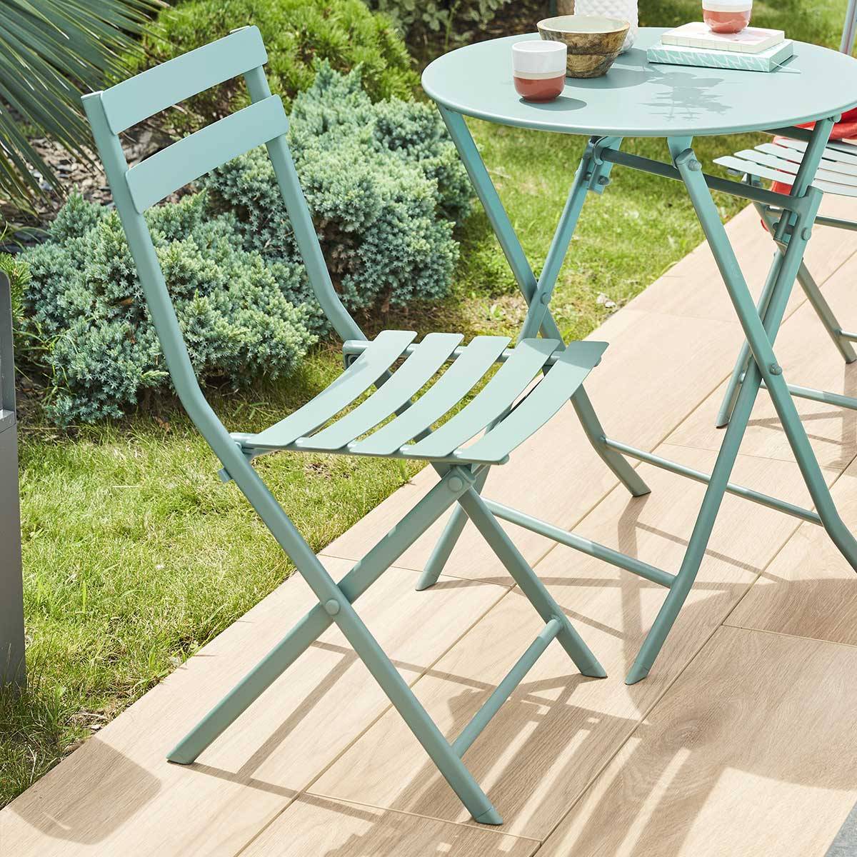 Hesperide - Silla de jardín plegable "Greensboro" verde jade en acero tratado epoxi Hespéride - Imagen 5