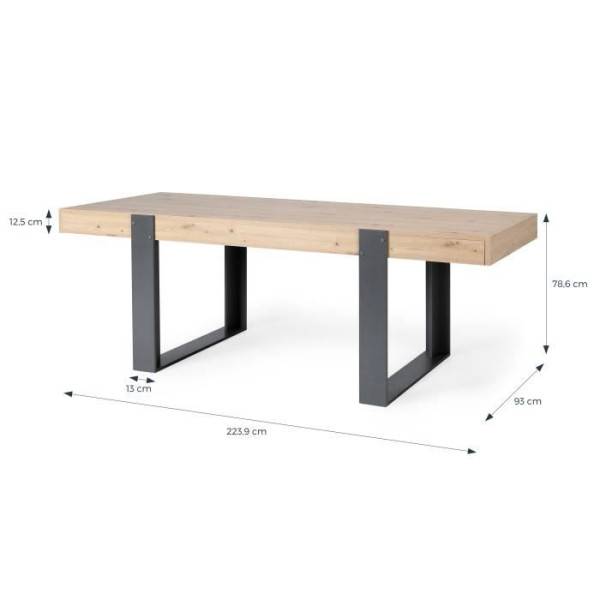 Table a manger - Rectangulaire - Panneaux de particules - Industriel - Loft - L 223,9 x P 93 x H 78,6 cm - Image 4