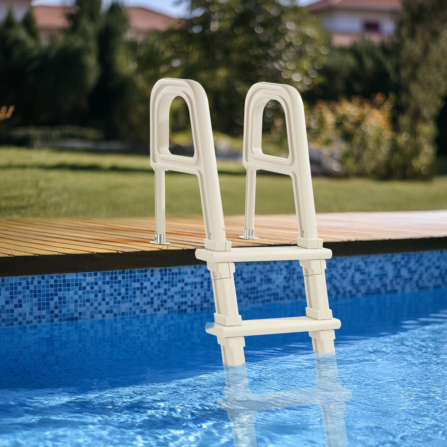 Vevor - VEVOR Échelle piscine inclinée plastique 5 marches anti-dérap., ch.136kg, piscines 122-137cm, int/ext. - Image 8
