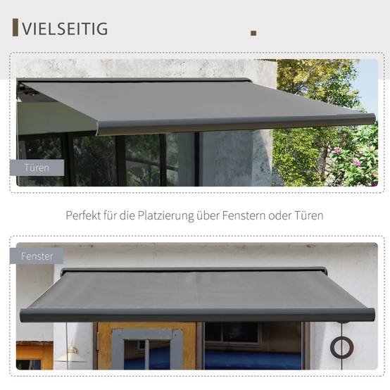 Store banne motorisé coffre intégral aluminium terrasse protection UV 3x2,5m gris foncé - ComfortXL Outdoor Living - Image 4