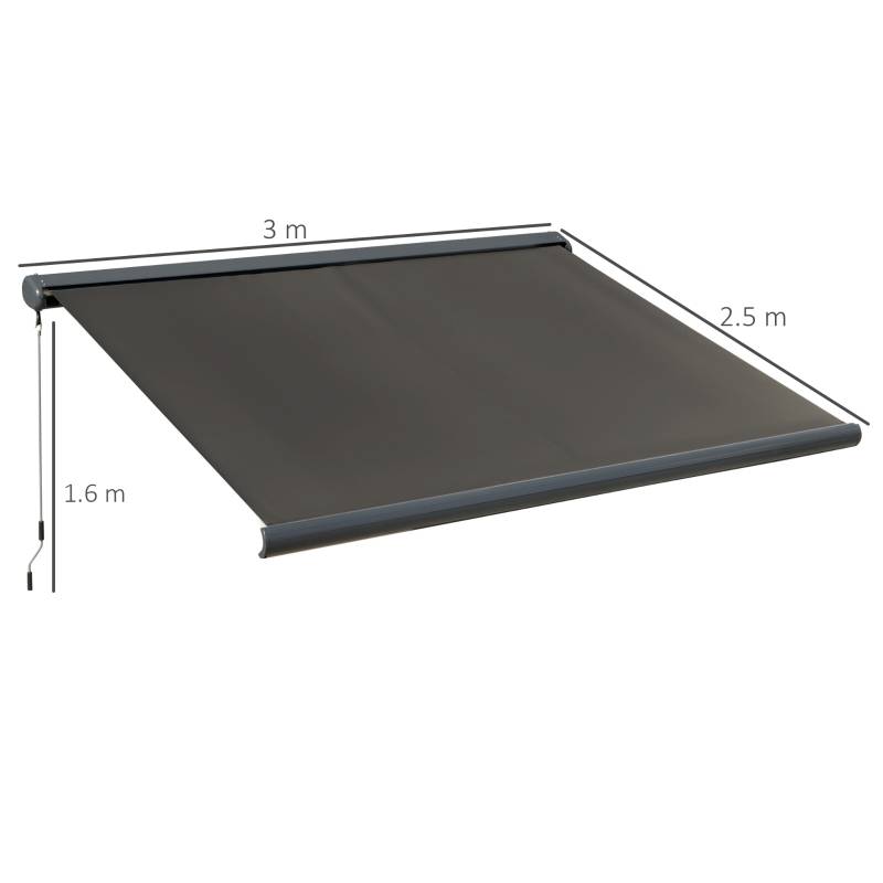 Store banne motorisé coffre intégral aluminium terrasse protection UV 3x2,5m gris foncé - ComfortXL Outdoor Living - Image 5