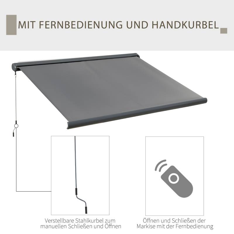 Store banne motorisé coffre intégral aluminium terrasse protection UV 3x2,5m gris foncé - ComfortXL Outdoor Living - Image 3