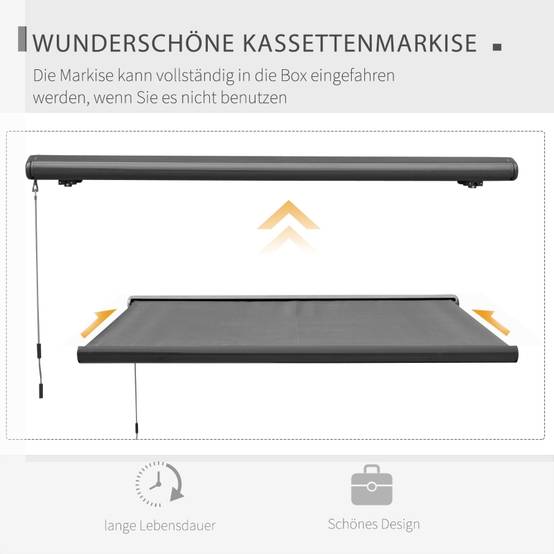 Store banne motorisé coffre intégral aluminium terrasse protection UV 3x2,5m gris foncé - ComfortXL Outdoor Living - Image 6