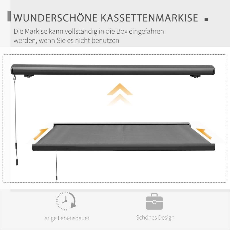 Store banne motorisé coffre intégral aluminium terrasse protection UV 3x2,5m gris foncé - ComfortXL Outdoor Living - Image 6