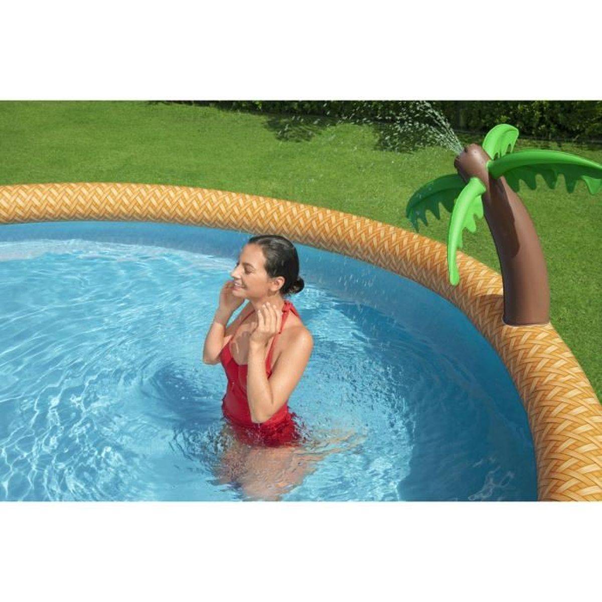 Bestway - Piscine hors-sol autoportante Fast Set ronde 457 x 84 cm, bord gonflable, filtration cartouche, fontaine cocotier - Bestway - Image 3