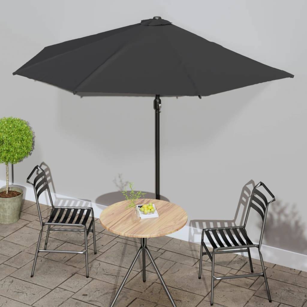 Vidaxl - Parasol de balcon avec mât en aluminium Noir 300x155x223cm Demi vidaXL 312504 - Imagen 1