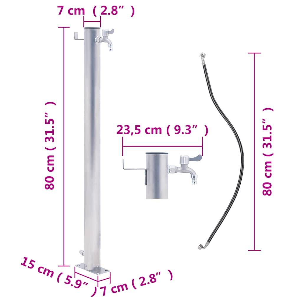 PANGIVO - Colonne à eau de jardin acier inoxydable argenté 23.5 x 7 x 80 cm, poids:1.9kg - PANGIVO - Image 7